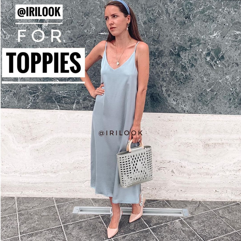2019 women summer satin dress luxury shiny sundress vintage imitation silk dress korean fashion