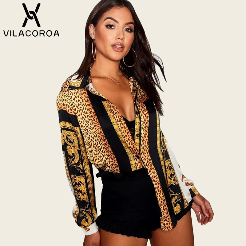 Fashion Long Sleeve Leopard Print Women Blouses Shirt Sexy Lapel Women Top Plus Size Blusas Chemise Femme roupa feminina 2019