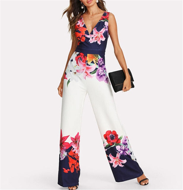 New Hot Women's Ladies Clubwear Playsuit Floral Off Shoulder Summer Jumpsuit Wide Leg Pants Trousers