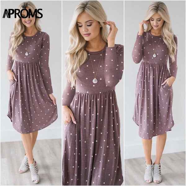 Aproms Chic Dot Floral Print Winter Midi Dress Women Autumn Fashion 2019 Long Sleeve Sashes Bow Tie Party Dresses Female Vestido