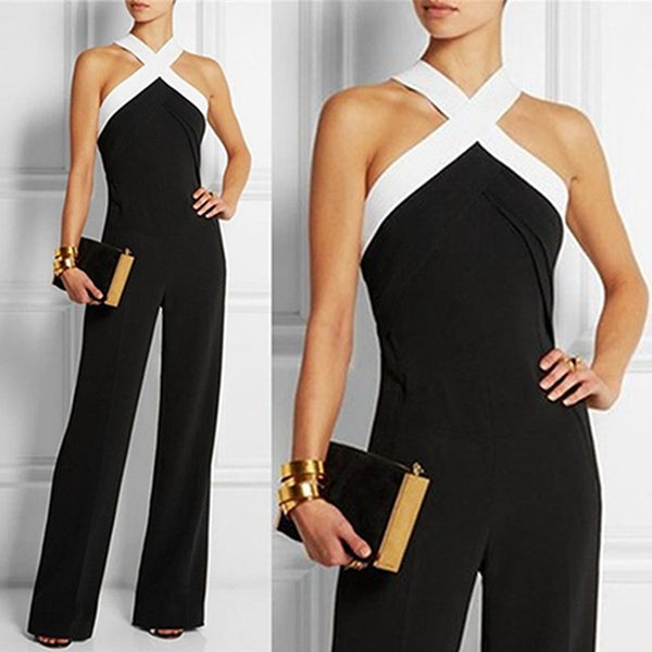 Long Women Jumpsuits 2019 Summer Plus Size Pants Sexy Halter Neck Off Shoulder Sleeveless Rompers Casual Playsuit Lady Overalls